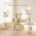 35.8-inch Cat Tree with Double Cat Beds & Hammock, Plush Perch Scratcher with Comfort Sleep Platform and Toy Ball for Indoor Cats (Beige)