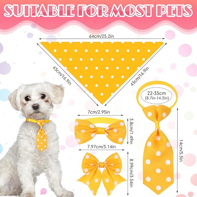 Reginary 120 Pcs Polka Dot Dog Bandanas Bulk Dog Bows Set Bow Ties Cat Scarf Colorful Washable Triangle Pet Kerchief Cute Bib for Summer Small Medium Large Pets Grooming Accessories Costume