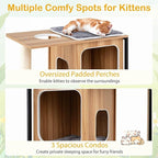 52-inch Wood Cat Tree for Indoor Cats, Multi-Level Solid Metal Framed Wooden Cat Tower with Sisal Scratching Posts and Pad, 3 Condos, and Top Platform with Cat Hole
