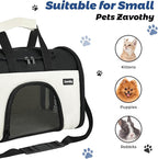 Zavothy TSA Airline Approved Soft-Sided Pet Carrier for Small to Medium Cats and Puppies, Up to 15 Lbs – Collapsible Travel Carrier for Dogs & Cats, White