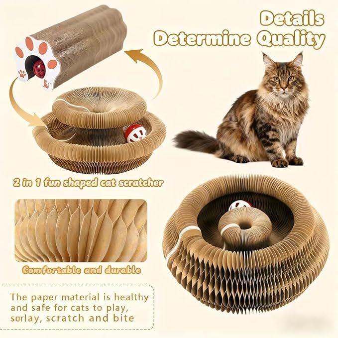 2 Packs Modern Cat Scratcher - Reversible Cardboard Scratcher for Cats, Kitty kurlz cat Toy & Twisty Paws cat Toy, Fun Toys for Bored Indoor Cats