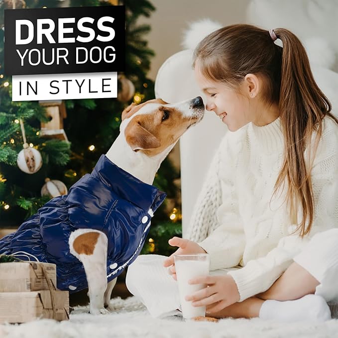AOFITEE Dog Winter Coat, Waterproof Dog Jacket, Warm Small Dogs Coat, Fleece Dogs Puffer Jacket, Windproof Pet Snowsuit, Cozy Female Male Pet Snow Jackets Fleece Vest with Snap Closure, Silver, M