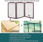ZJSF Freestanding Foldable Dog Gate for House Extra Wide Wooden Brown Puppy Gate Stairs Dog Gates Doorways Tall Pet Gate 32 "Height 3 Panels Pet Fence