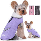 iBuddy Dog Winter Coat for Extra Small Dogs, Easy on XS Dog Snow Jacket Velcro Waterproof Pet Puffer Clothes with Harness Hole Adjustable Reflective Quilted Dog Cold Weather Vest for Girl 8-12 Pounds