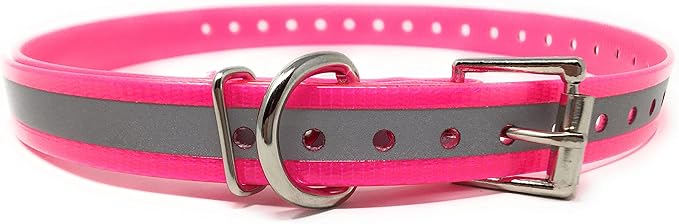 Replacement Strap for Garmin Collars - 3/4" Wide Ultra-Durable Dog E-Collar Replacement for Training, Bark, Shock, Electric, and GPS Collars - 28" Adjustable LengthGarmin (Reflective Neon Pink)