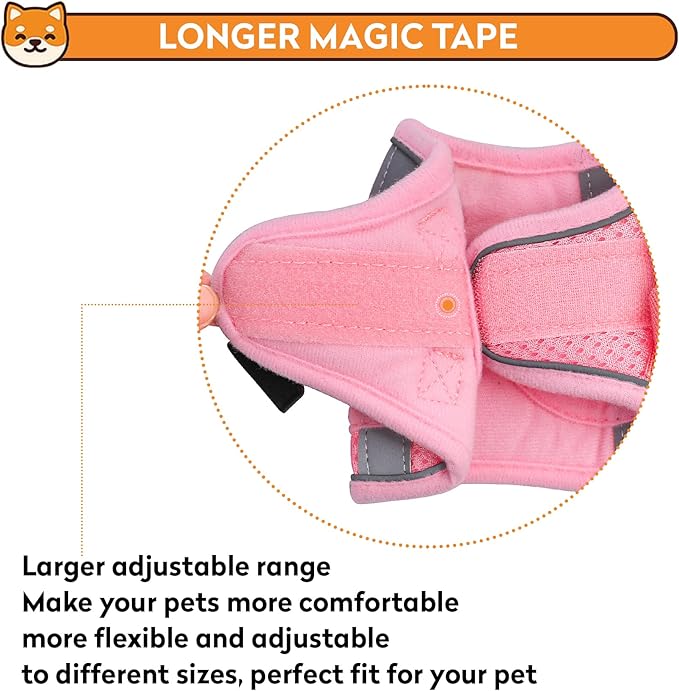 Dog Harness with Leash Set, No-Pull Step-in Reflective Pet Harness with 1 Leash Clips, Adjustable Soft Padded Easy Walk Dog Vest for Small Medium Large Dogs, Cats(Light Pink, XLarge)