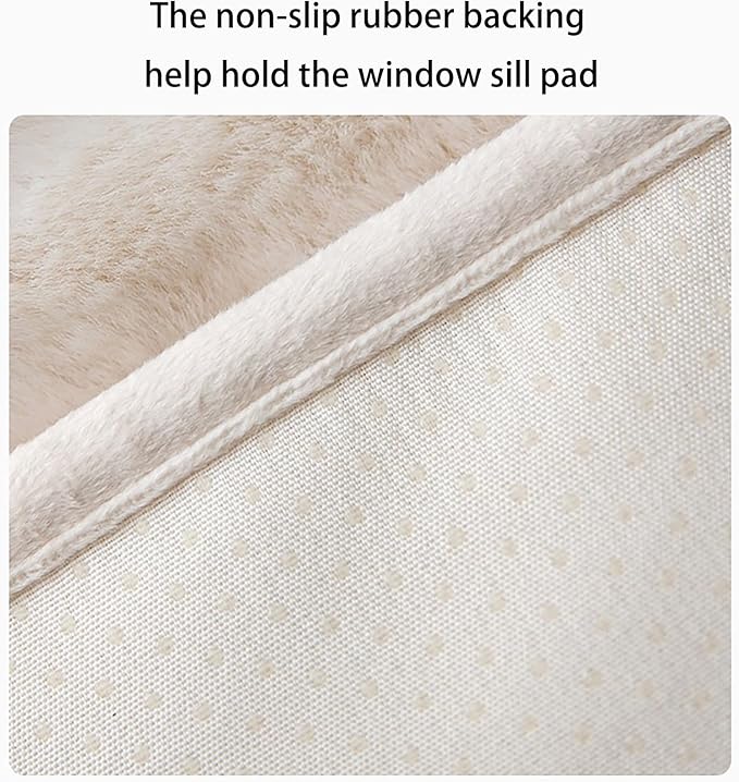 Soft Cat Window Sill Pet Pad Perch,Fluffy Windowsill Mat Pillow Seat Bed for Pet, Cat Cushion for Window Sill Pet Window Mat (Beige, 12"x35")