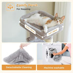 PAWZ Road Cat Tree, 51.6 Inches Cat Tower with Dual Condos, Spacious Perch, Cozy Basket and Sisal-Covered Scratching Posts for Small Cats and Kittens- Gray