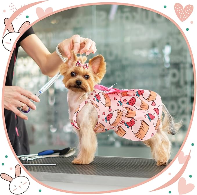 Frienda 6 Pieces Bowknot Princes Puppy Dog Dress Floral Vest Skirt Summer Pet Dress Dog Cute Rosette Sundress Apparel for Puppy Cat Pet(S)