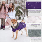 QBLEEV Dog Winter Coat, Warm Dog Coat Reflective Jacket, Turtleneck Waterproof Pet Clothes for Cold Weather Thicken Fleece Snowsuit Christmas Vest Pet Apparel for Small Medium Large Dogs M