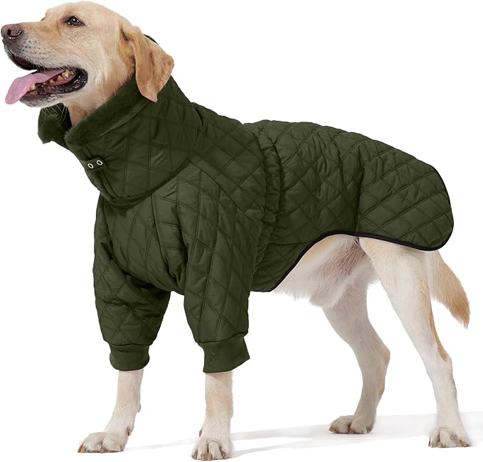 Warm Coat With Double Zipper, Winter Clothes for Small Medium Large Dogs, Turtleneck Puffer Jacket, Two Legs Cold Weather Coats, Wind & Waterproof Winter Jacket