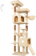 Globlazer 80 Inch Cat Tree for Large Cats, Stable Multi-Level Cat Tree with 2 Condos & Sisal Scratching Posts for 2-3 Cats, Thickened Base Space Saving Cat Tree Tower, F80G, Beige