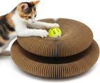 U-Shaped Accordion Cat Scratcher with Interactive Ball - Cute Cartoon Design, Scratch-Resistant, Pet-Safe for Feline Entertainment & Claw Care