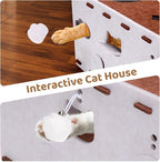 Mity Rain Cat House for Indoor Cats, Foldable Felt Bed Cave with Tunnel & Cat Ball Toy, Large Cat Bed Up for Play, Soft & Warm Cat Beds & Furniture for Indoor Kitten Adult Cats