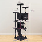 24/7 Shop at Home Court 70 inch Multi-Level Cute Cat Tree Tower with Dangling Ball and Scratching Posts for Indoor Cats Adults, Kitten Supplies, Pet House, Dark Gray