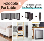 ZENY Freestanding Pet Gate for Dogs - 4 Panels Indoor Foldable Dog Fence for Stairs, Hallways, or Doorways - 82x24-Inch Freestanding Dog Gates, Brown