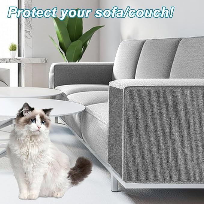 Trimmable Cat Scratching Post Carpet Covered 78.7”x15.8” Self-Adhesive Cat Tree Shelves Replacement Parts Mat Cat Scratcher for Cat Tree Shelf Shelves Steps Couch Furniture DIY Protector