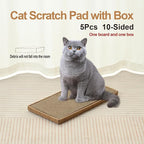 Cat Scratcher Cardboard with Box Durable Corrugate Scratching Kitty Sofa Lounge Bed Reversible Catnip Included for Indoor Cats, Cat Scratching Pad, Cat Post, Double-Sided Design, Large (Box,5pcs)