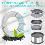 UPSKY 5PCS Replacement Filters for 2.5L/84oz，3L/101oz, 3.5L/118oz，4L/135oz, 4.5L/152oz，5.5L/186oz and 6.5L/1.6 Gallon Dog Water Bowl