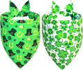 St. Patrick’s Day Bandanas 2-Pack for Small to Medium Dogs - Reversible Leprechaun Hats Shamrock Scarf, Green & White Pet Accessories for Irish Gift