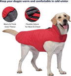 Dog Winter Coat, Waterproof Dog Jacket with Leash Hole, Reflective Adjustable Pet Snow Vest, Warm Fleece Sweater for Small Medium Large Dogs - Red, 2XL