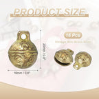 uxcell 16 Pcs Vintage Bronze Jingle Bells, 16mm Tibetan Jingle Bells for Crafts, Small Rustic Decorative Metal Bell for Dog Cat Pet Collar DIY Crafts Home Door Christmas Decor