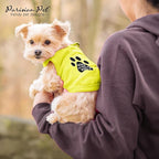 Parisian Pet Dog Shirt – 100% Cotton Shirts for Large Dogs - Sleeveless Yellow Puppy Vest with Paw Print – Breathable Pet Apparel – Pullover Summer Dog Clothes - Stretchy Funny T Shirts for Dogs
