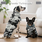 DENTRUN Large Dog Coat - Thick Fleece Lined Reflective Winter Jacket, Snap Closure & Leash Hole, Warm Thick Fleece Lined, Plush Turtleneck Vest for German Shepherd, White Camo, XXL