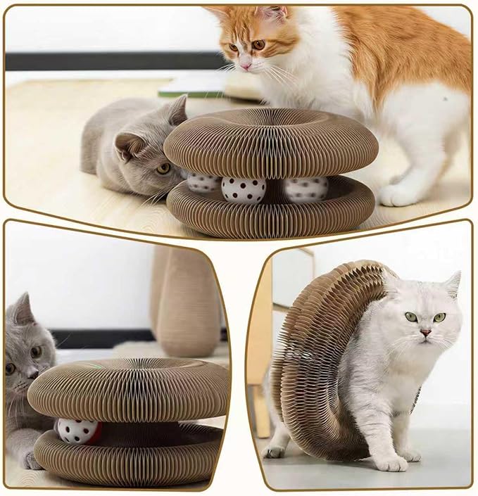 Flexible Cat Scratcher Toy, Interactive Foldable Magic Organ Cat Scratcher for Indoor Cats, Bored Kittens & Adults, Durable Cardboard Cat Toy for Exercise & Stress Relief