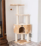 Armarkat 3 Levels Real Wood Cat Tower for Kittens Play 48 Height Beige A4801