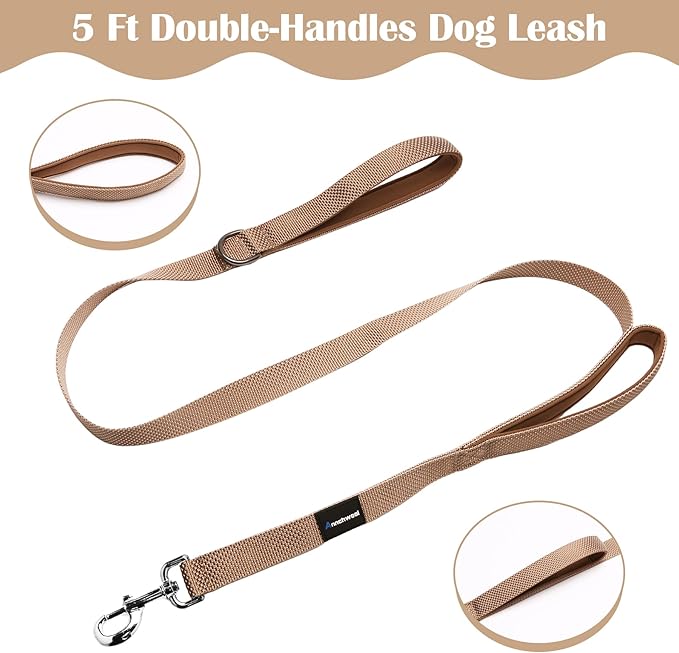 Annchwool No Pull Dog Harness with Front Clip and Easy Control Handle-Belly & Chest Adjustable Dog Harness and Leash Set for Small Medium Dogs-Heavy Duty Vest Harnesses Easy for Walking(Brown,S)