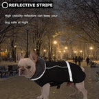 Warm Dog Coat, Reflective Waterproof Windproof Dog Jacket with Turtleneck for Cold Weather, Thick Fleece Lining, Pet Outfit, Adjustable Pet Vest for All Dog Sizes, Black