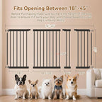 Short Dog Gate,18"-45" Adjustable Extra Wide Metal Short Dog Gate to Step Over, 24" Tall Small Pet Gate with 3 Extension Kits