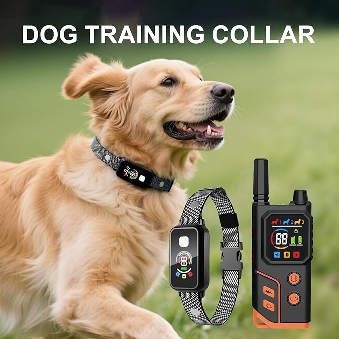 Dog Shock Collar, 2 Dog Training Collar with Remote for Medium Large Dogs, IP67 Waterproof Electronic Training Collar with 4 Training Modes, Security Lock, Rechargeable Shock Collar