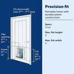 PetSafe Wall Entry Pet Door - Rust-Free Telescoping Frame - Easy Install for Interior & Exterior Walls 4 3/4" - 7" Thick - Small - for Pets Up to 15 Lb