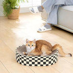Cat Scratcher Cardboard,2 in 1 Oval Cat Scratch Pad Bowl for Indoor Kitty Grinding Claw,Round Kittens Scratching Board Corrugated Lounge Pet Beds&Furniture Protector for Sofas