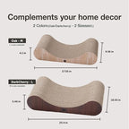 Necoichi Cardboard Cat Scratcher Bed for Indoor Cats - Cat Scratching Board, Horizontal Cat Scratch Pad Lounger with Reversible Usability and Extra Comfort for Lounge, Curved (23" Large, Dark Cherry)