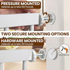 Mumeasy 29.7-57" Extra Wide Baby Gate for Doorways, Auto Close Dog Gate Indoor for Stairs, No-Drill Pressure Mounted Pet Gate with Door, Easy Walk Thru Long&Large Safety Gate for House, Outdoor, White