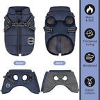 Warm Dog Winter Coat, Dog Cold Weather Jacket with Built-in Harness, Reflective & Adjustable Comfortable Pet Vest, Windproof Apparel for Small Medium Large Dogs (Navy)