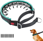 Martingale No Pull Dog Collar for Large Medium Small Dogs, Heavy Duty Nylon Reflective Adjustable Anti Pull Slip Collar with Buckle for Training Walking M Black Green
