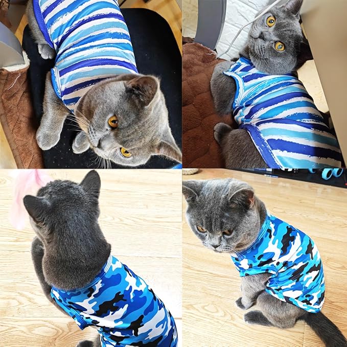 PET SHOW 4 Pack Paw Bone Printed Dog Clothes Shirts Soft Vest Lightweight Sleeveless Cats Doggies T-Shirts Puppies Tank Top Tee for Small Medium Dogs White Black Pink Blue (Large, Blue for Boys)