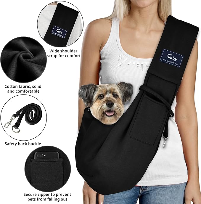 CUBY Dog and Cat Sling Carrier - Hands Free Reversible Pet Papoose Bag - Soft Pouch and Tote Design - Suitable for Puppy, Small Dogs Cats Outdoor