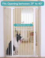 No Pawblems 55" Extra Tall Pet Gate for Cat/Dog, 29-40" Wide Auto Close Tall Dog Gate, 1.37" Ultra Narrow Spacing, NO Drilling Pressure Mounted for Doorways/Hallways, White