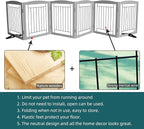 ZJSF Freestanding Dog Fence Indoor, Foldable Dog Gate for Doorways, Stairs or Hallways, Sturdy Wood Extra Wide Pet Gate with Support Feet for The House, Grey, 24 "Height-6 Panels