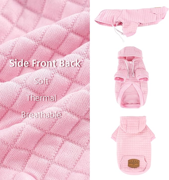 2 Pack Dog Hoodie Sweaters for Small Medium Dogs Warm Dog Clothes for Large Dogs Soft Waffle-Like Laminated Sweatshirt Bulldog (Pink+Purple, M (Back: 15.5",Chest: 21.6", Neck: 13"))