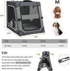 Snagle Paw Portable Dog Crate for Car Travel,Metal Frame Pet Crate,Pet Carrier for Car Back Seat Secures with Headrest Strap and Seatbelt,M Gray
