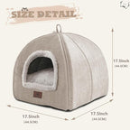 Cat Beds for Indoor Cats - Cat House Cats Tent with Removable Washable Cushioned Pillow, Soft and Self Kitten beds,Pet Bed(Large,Beige)