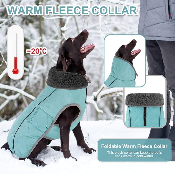 Doglay Dog Coat, Waterproof Dog Jacket Pet Winter Coat for Cold Weather with Thicken Furry Collar, Reflective Puppy Winter Jacket Warm Fleece Lining for Small Medium Large Pets