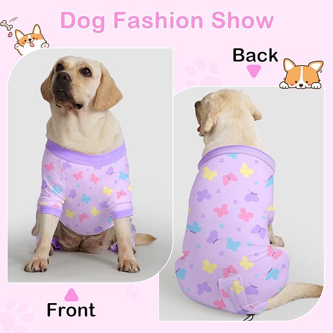Glittme 2PACK Dog Pajamas Soft Dogs Clothes for Small Medium Dogs Elastic Cats Apparel Breathable Dog Pjs for Puppy
