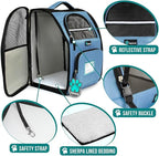 PetAmi Dog Backpack Carrier for Small Large Cat, Pet, Puppy, Ventilated Pet Hiking Backpack Travel Bag, Airline Approved Cat Backpack Carrier, Camping Biking Dog Bag Up to 18lbs Pet, Light Blue